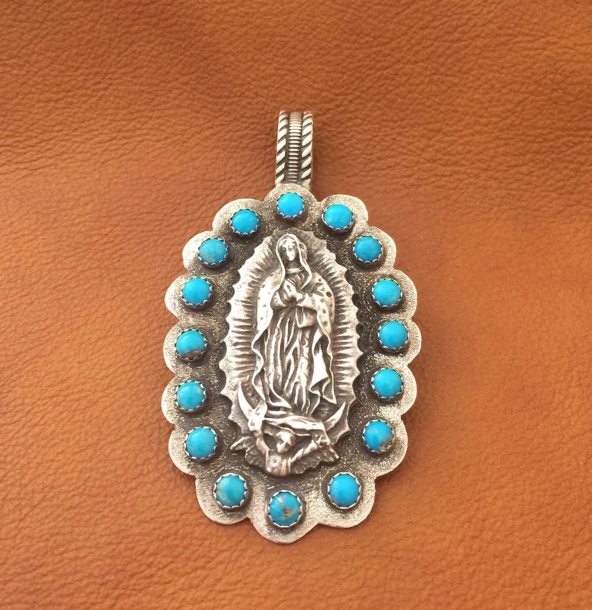 PTG3 Turquoise Wrapped Ex Large Guadalupe Pendant