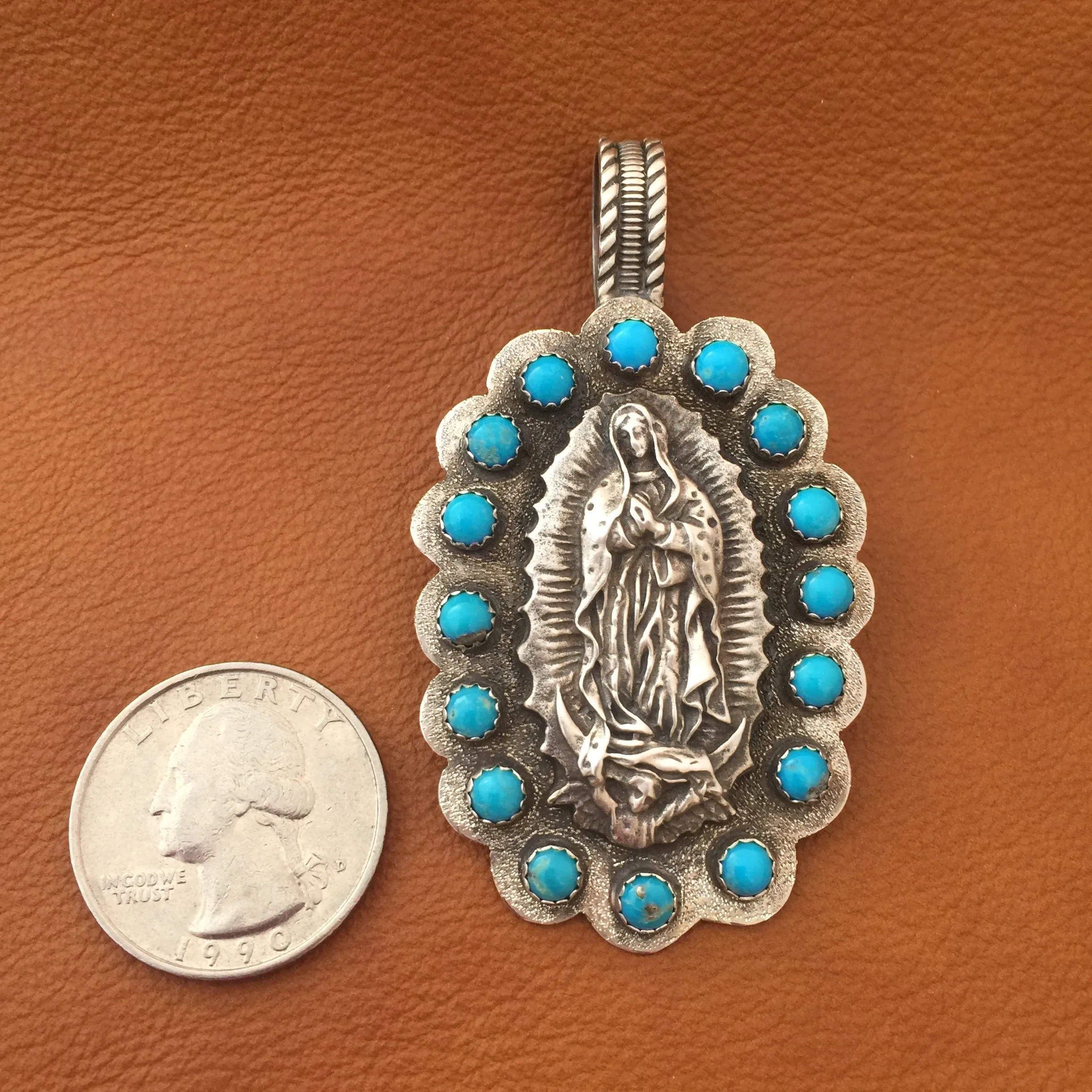 PTG3 Turquoise Wrapped Ex Large Guadalupe Pendant