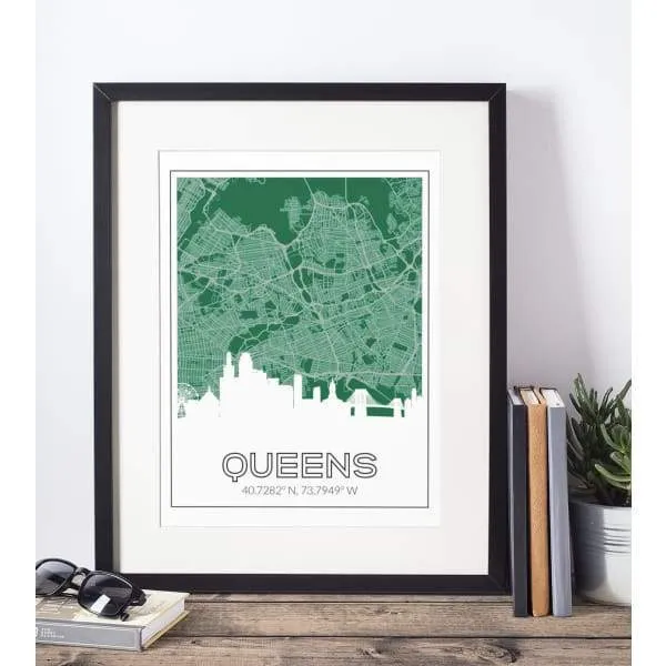 Queens, New York road map and skyline | Handshake