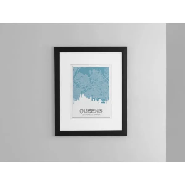 Queens, New York road map and skyline