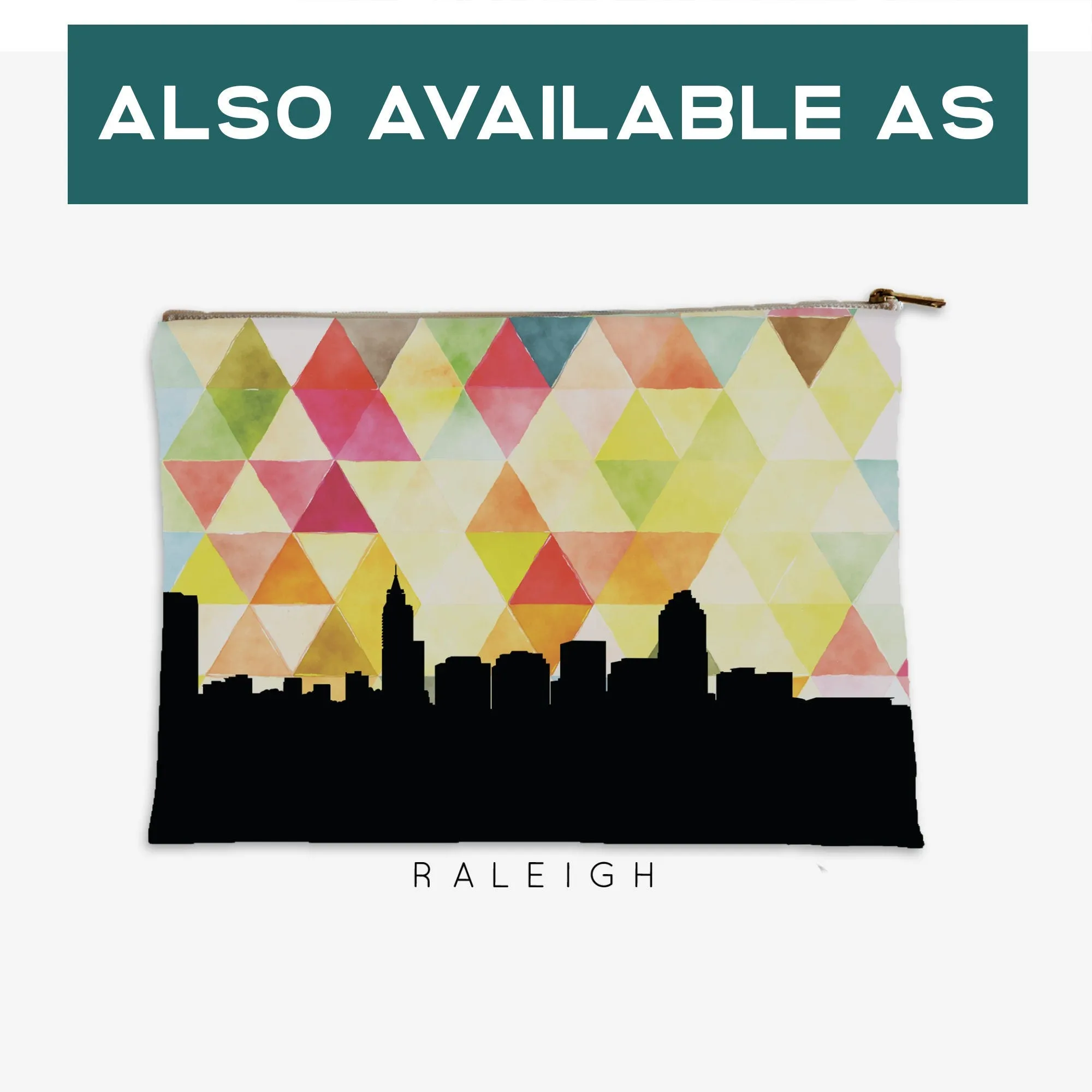Raleigh NC Skyline Art Print: Red & White Geometric Background, Multiple Sizes and Framing Options Available