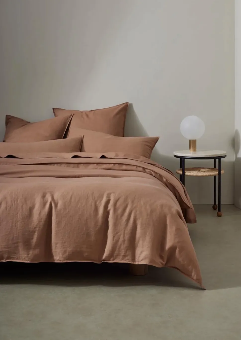 Ravello Linen Quilt  Cover Biscuit QUEEN