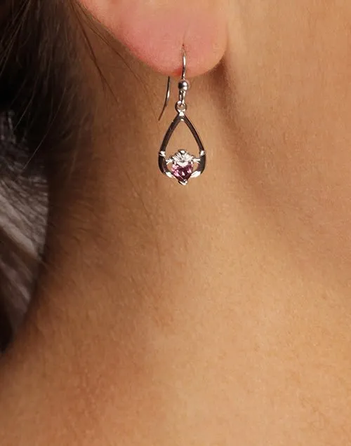 Retired JUNE Birthstone Silver Claddagh Earrings LS-BSEV2-6