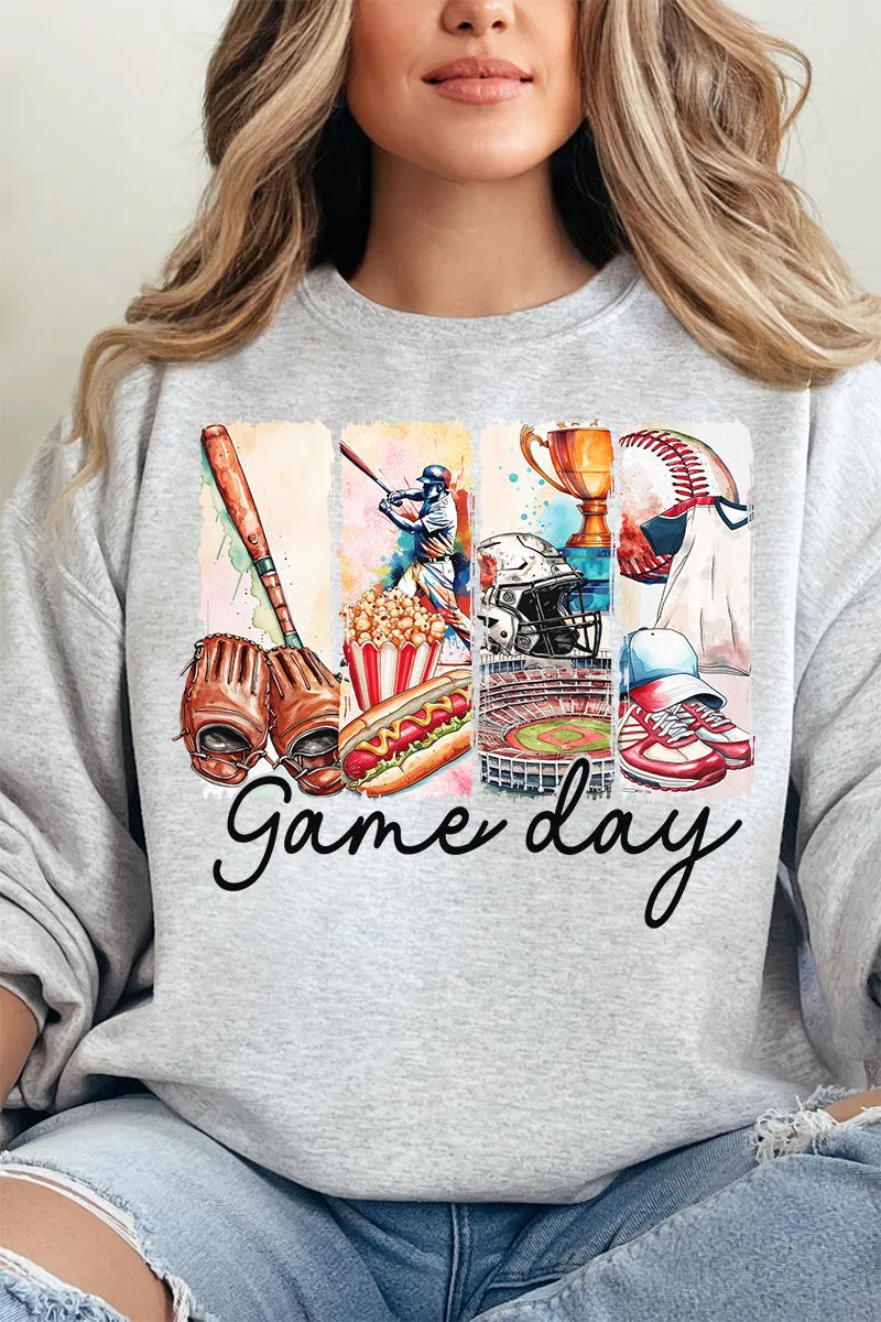 Retro Baseball Game Day Heavy-weight Crew Sweatshirt
