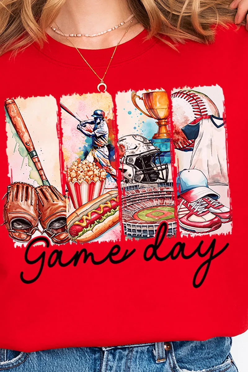 Retro Baseball Game Day Heavy-weight Crew Sweatshirt