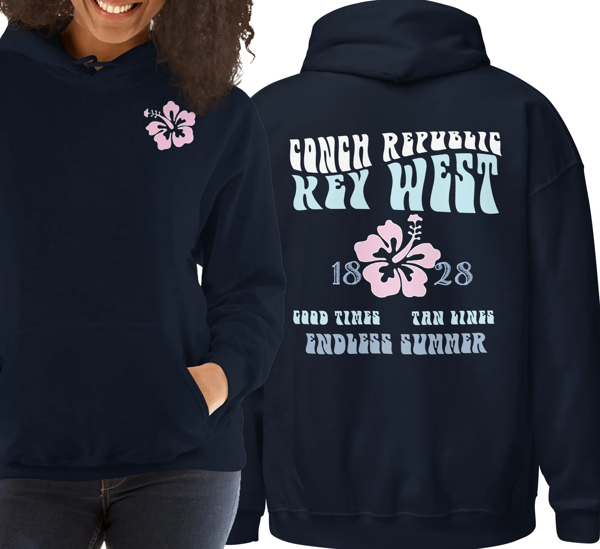 Retro Style Conch Republic Key West Beach Hoodie 1828 Endless Summer