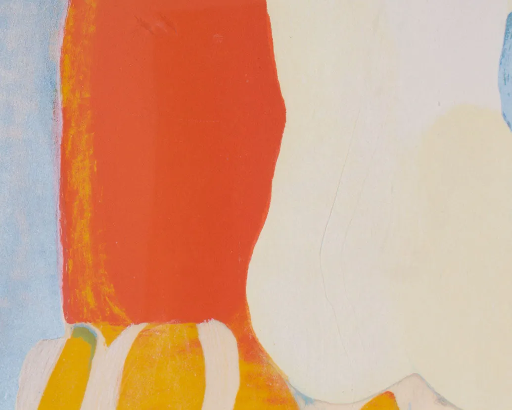 Roger Mühl Signed Limited Edition Abstract Lithograph of a Seated Nude