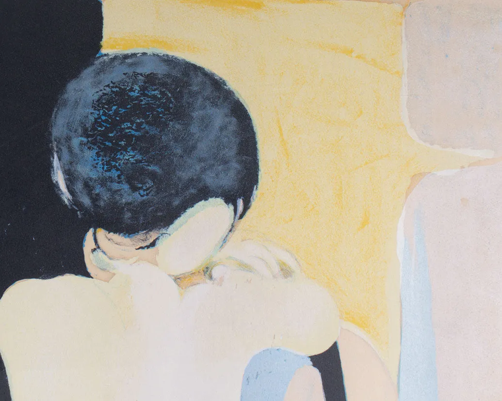 Roger Mühl Signed Limited Edition Abstract Lithograph of a Seated Nude