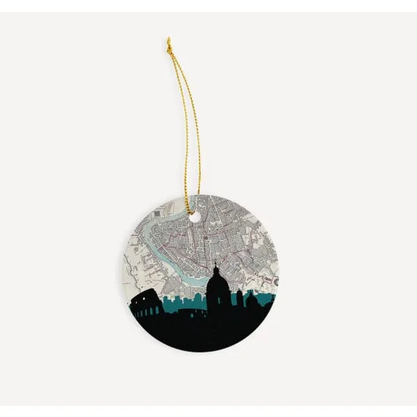 Rome city skyline with vintage Rome map