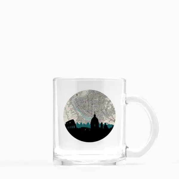Rome city skyline with vintage Rome map