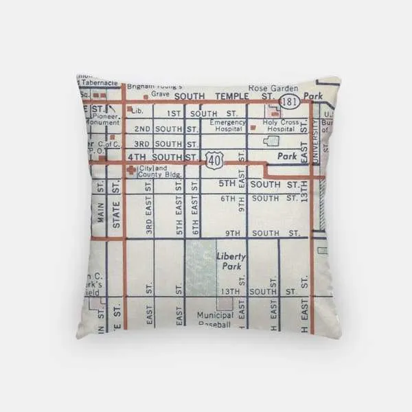 Salt Lake City, Utah city skyline with vintage Salt Lake City map