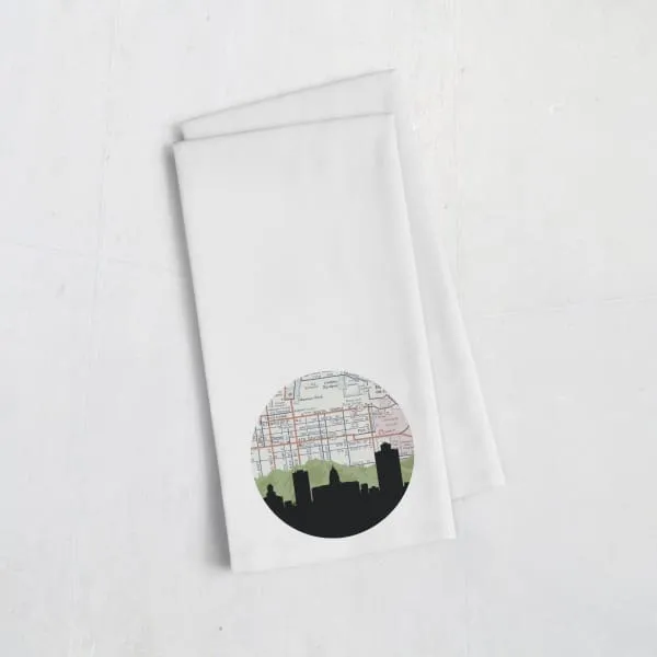 Salt Lake City, Utah city skyline with vintage Salt Lake City map