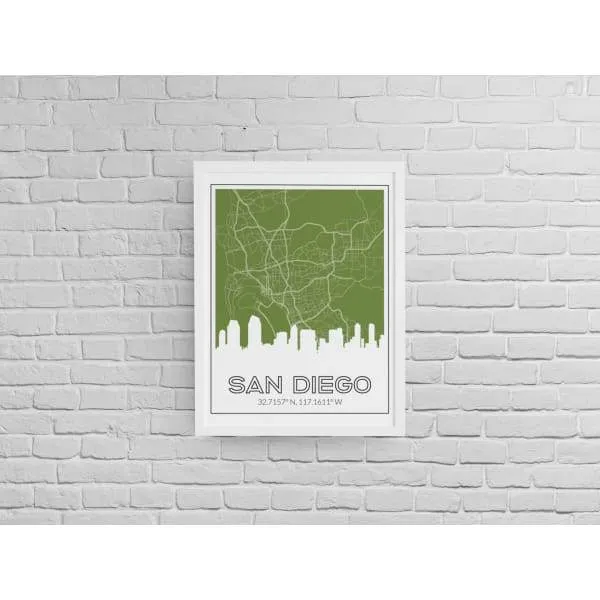 San Diego, California skyline and map | Handshake