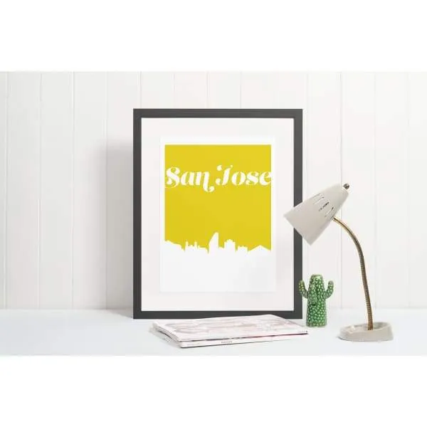 San Jose, California retro inspired city skyline