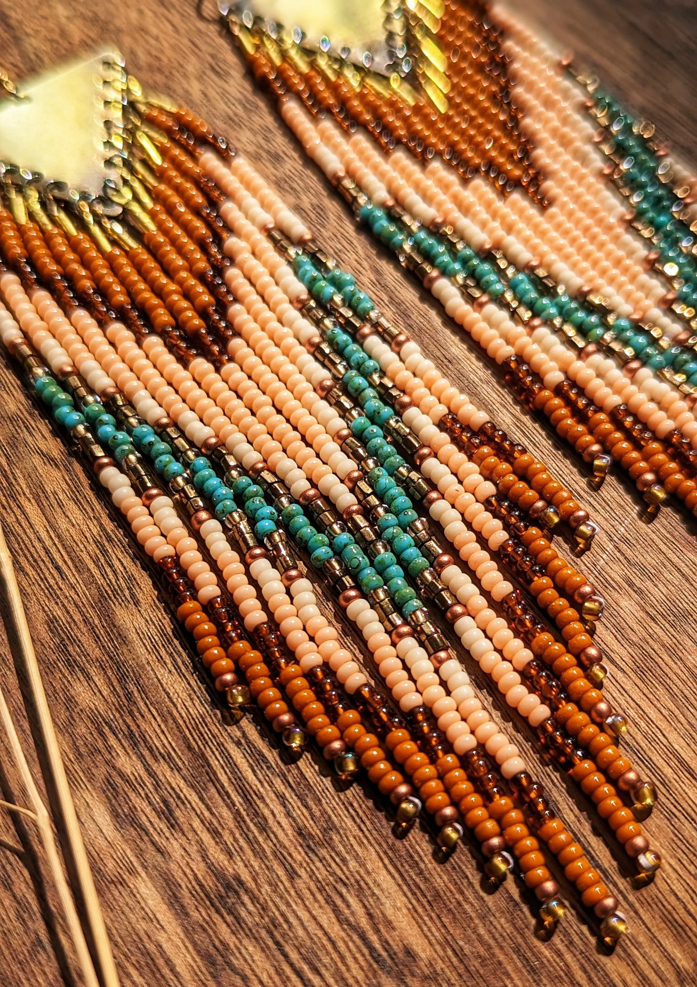 Sana Persimmon Turquoise Beaded Earrings