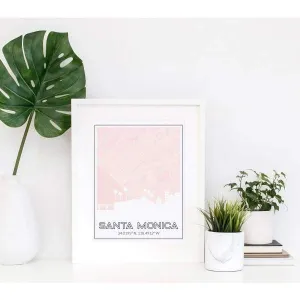 Santa Monica, California road map and skyline