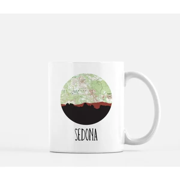 Sedona, Arizona city skyline with vintage Sedona map