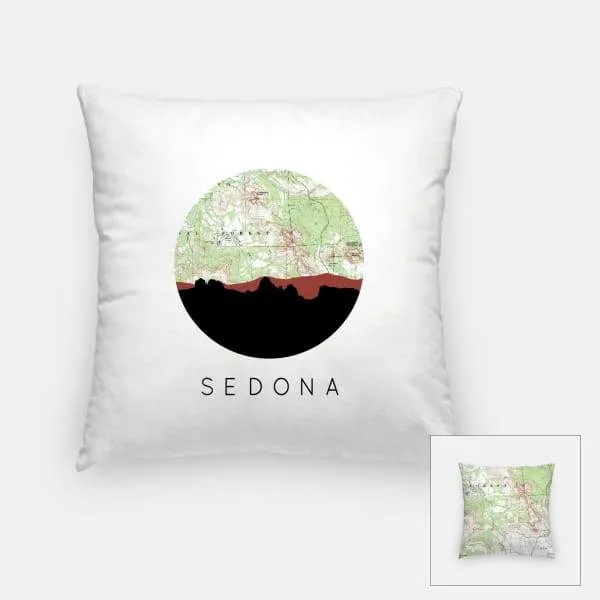 Sedona, Arizona city skyline with vintage Sedona map