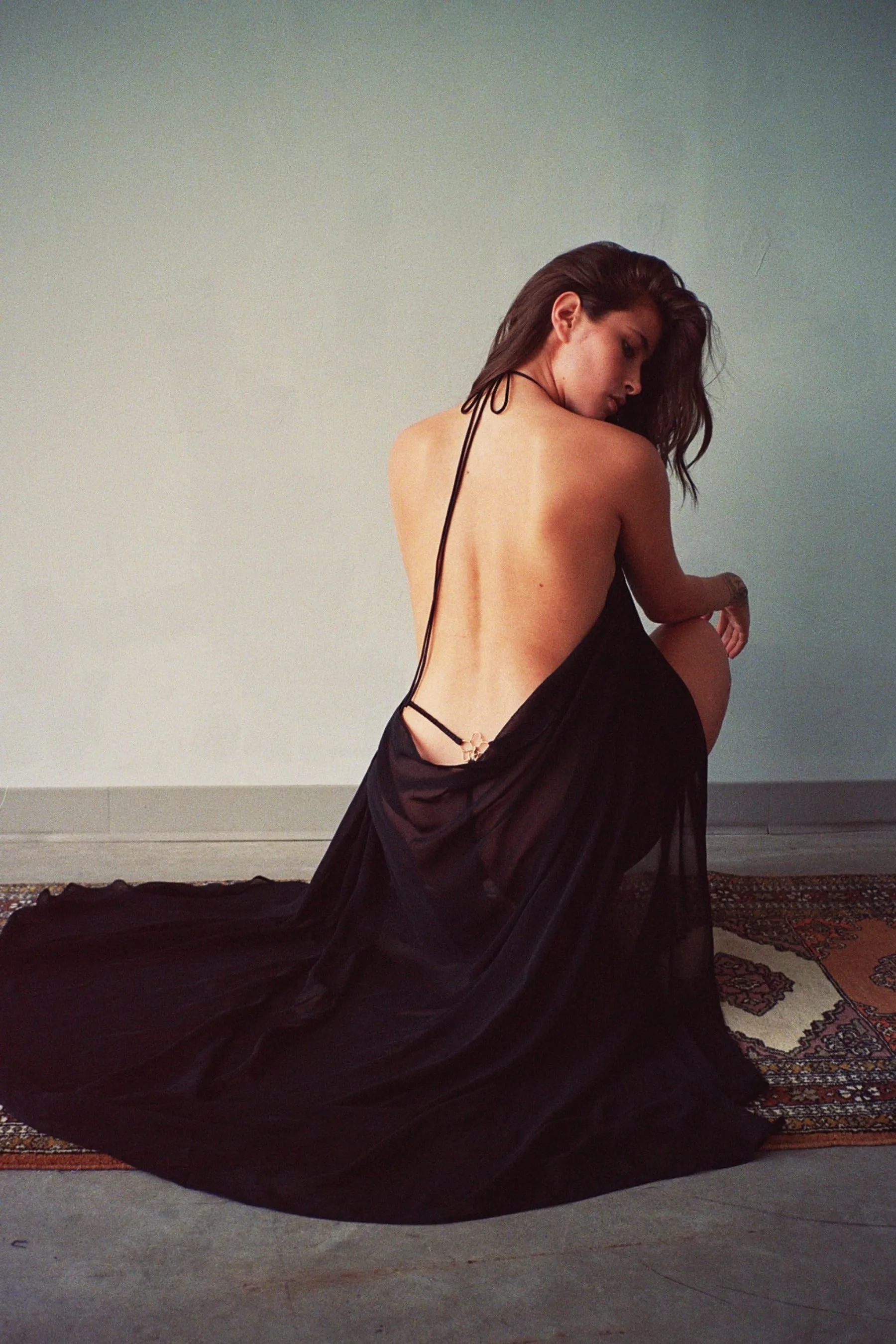 Sequin Silk Halter Dress