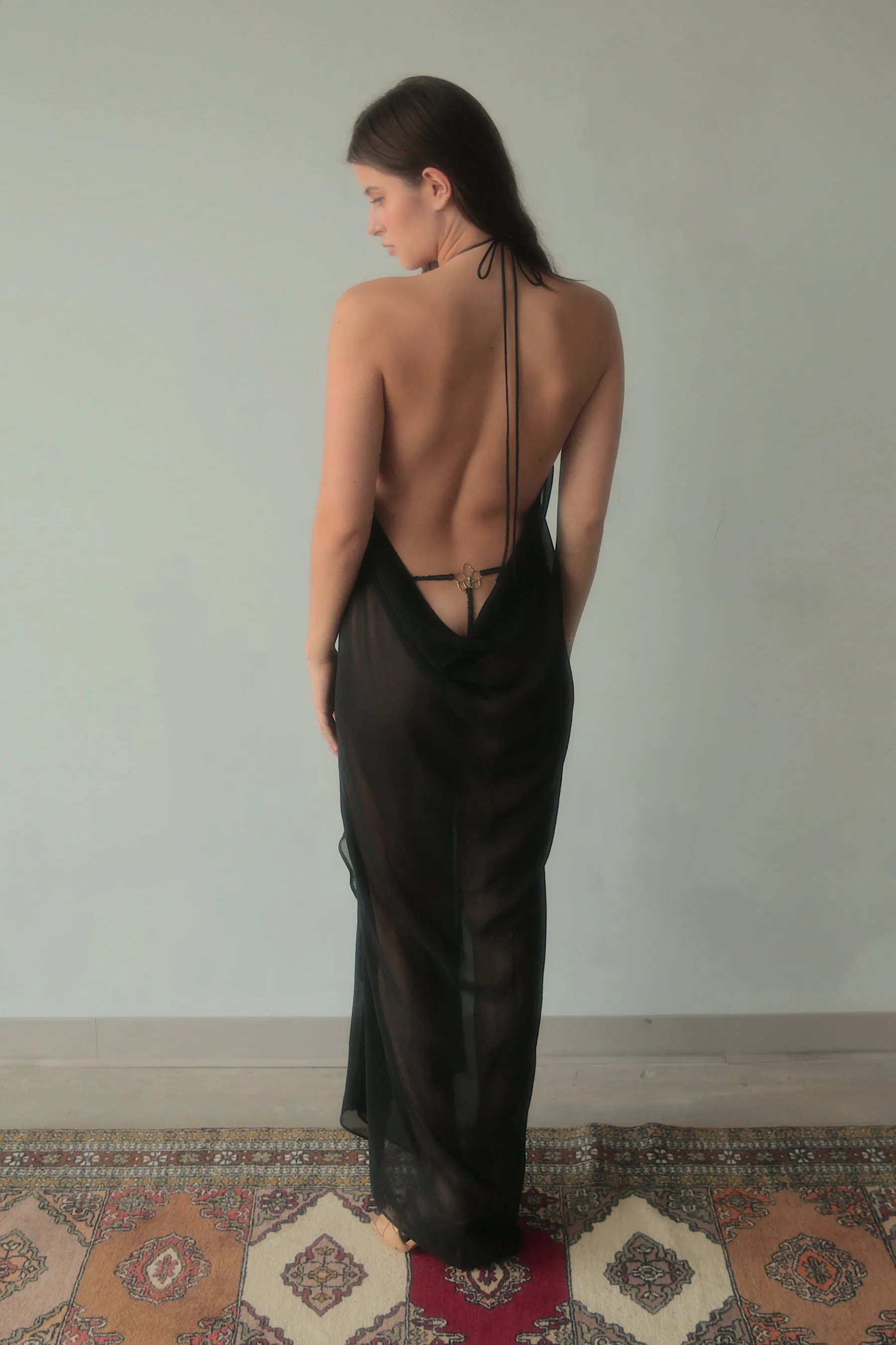 Sequin Silk Halter Dress