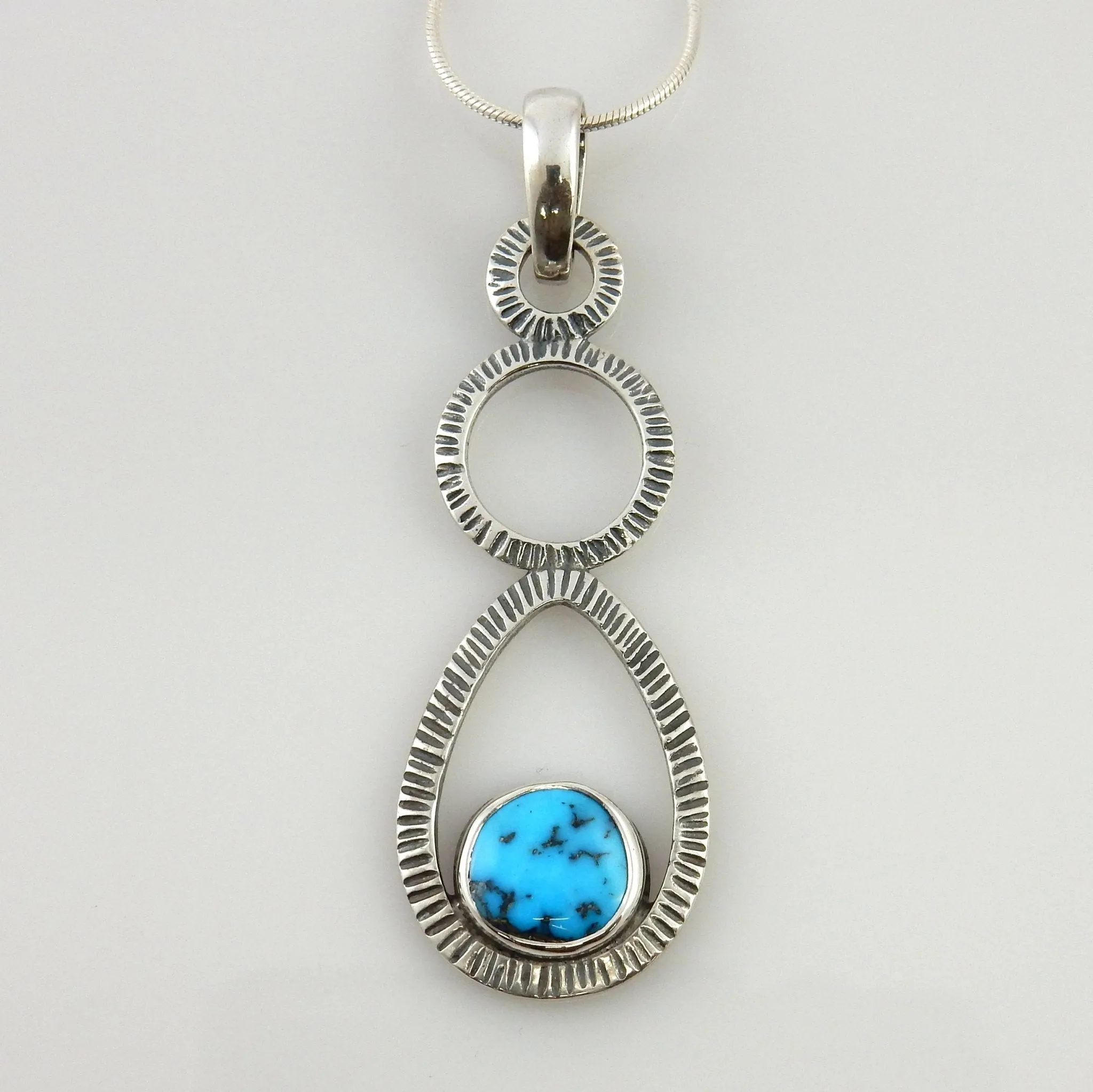 Silver Blue Turquoise Textured Pendant