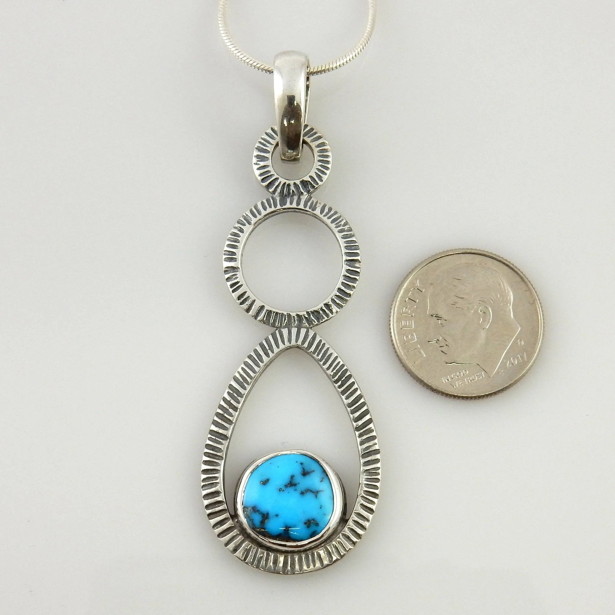 Silver Blue Turquoise Textured Pendant