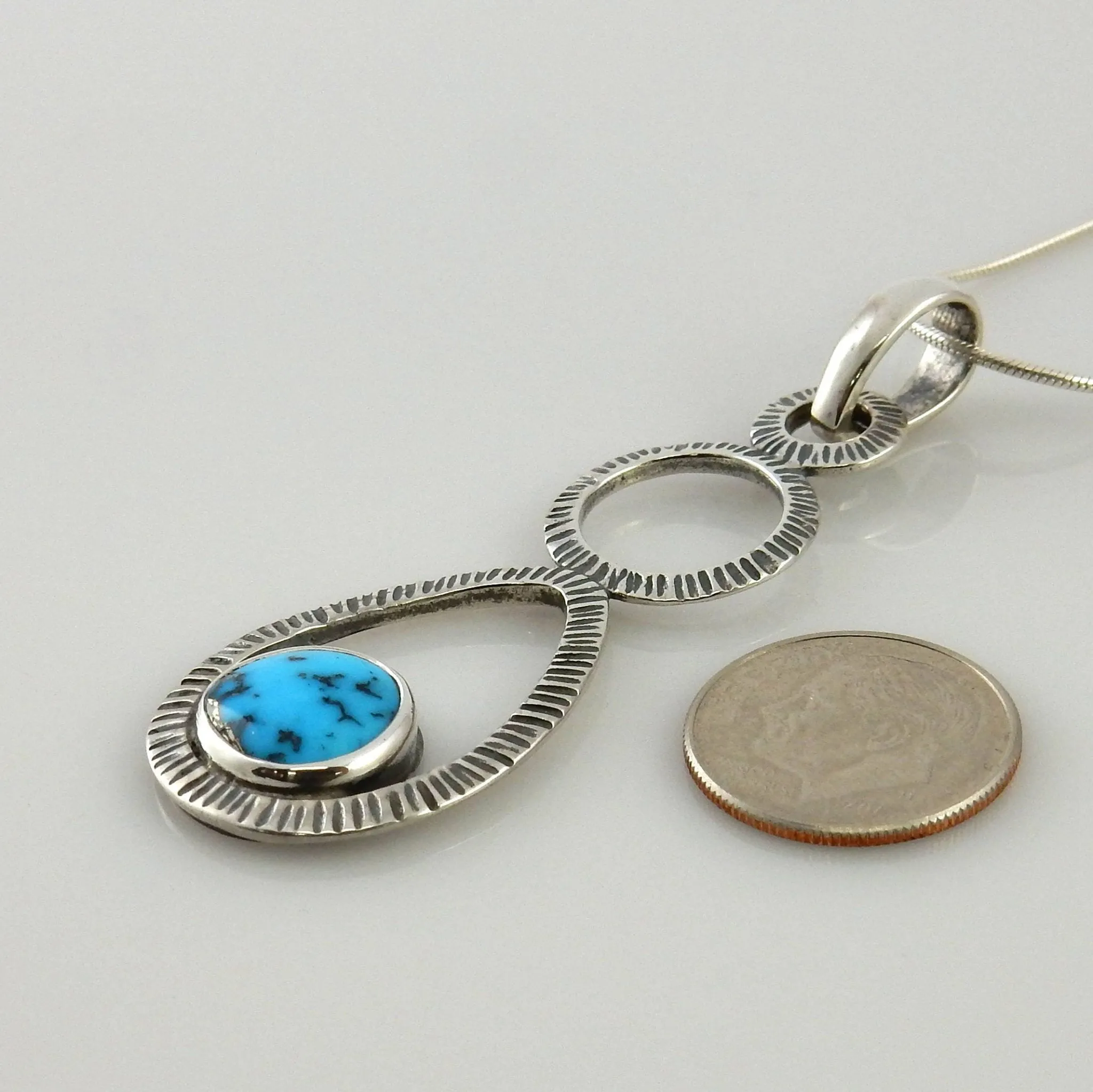 Silver Blue Turquoise Textured Pendant