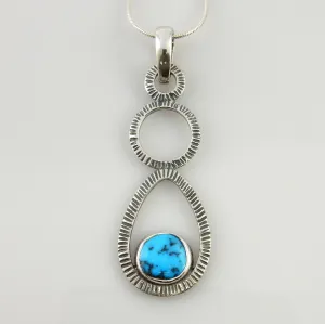Silver Blue Turquoise Textured Pendant