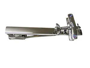 Silver Toned Retro Biplane Square Tie Clip