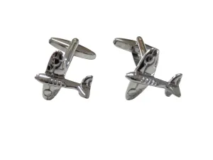 Silver Toned Retro Plane Cufflinks