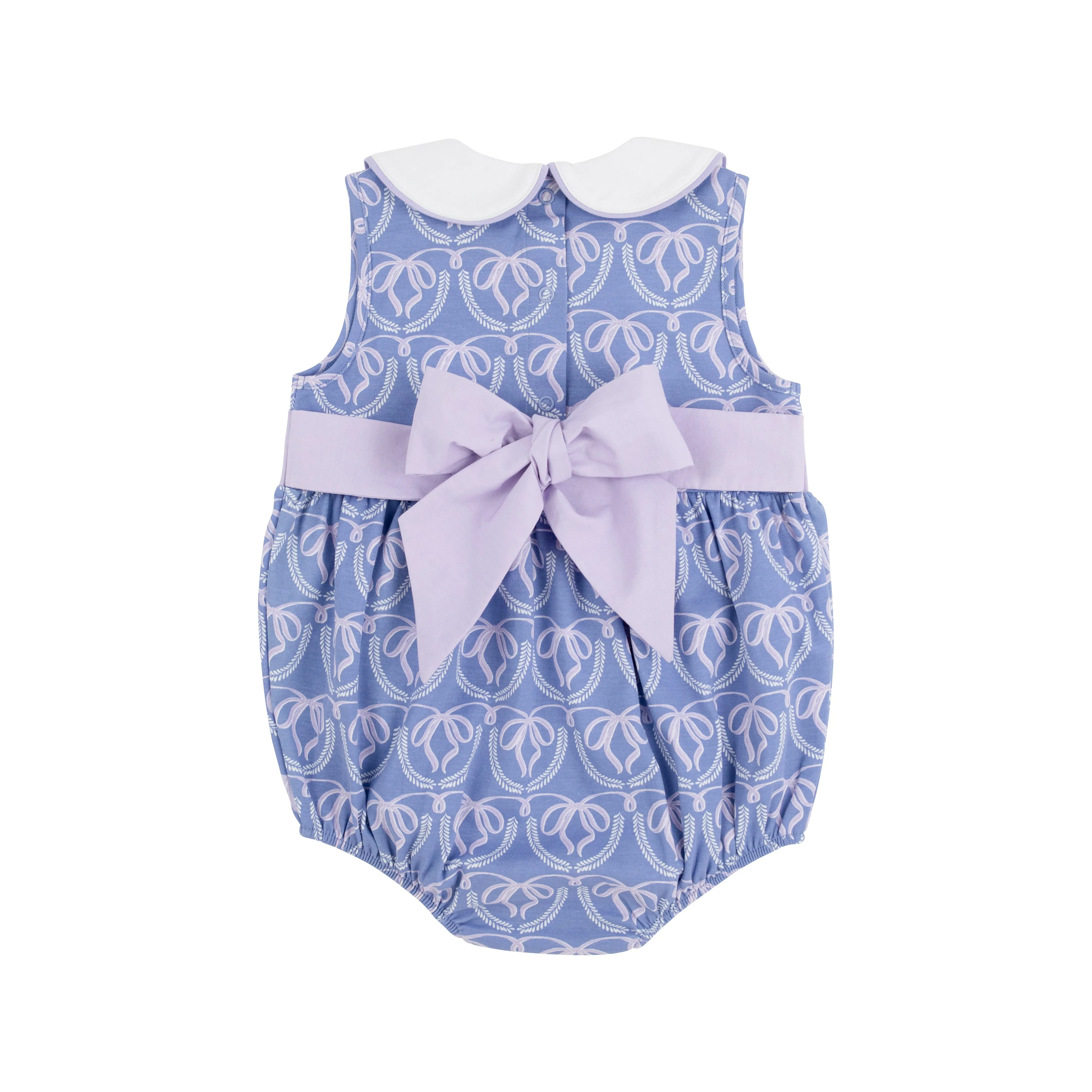 Sleeveless Cindy Lou Sash Bubble - Beale Street Bows with Lauderdale Lavender & Worth Avenue White Collar