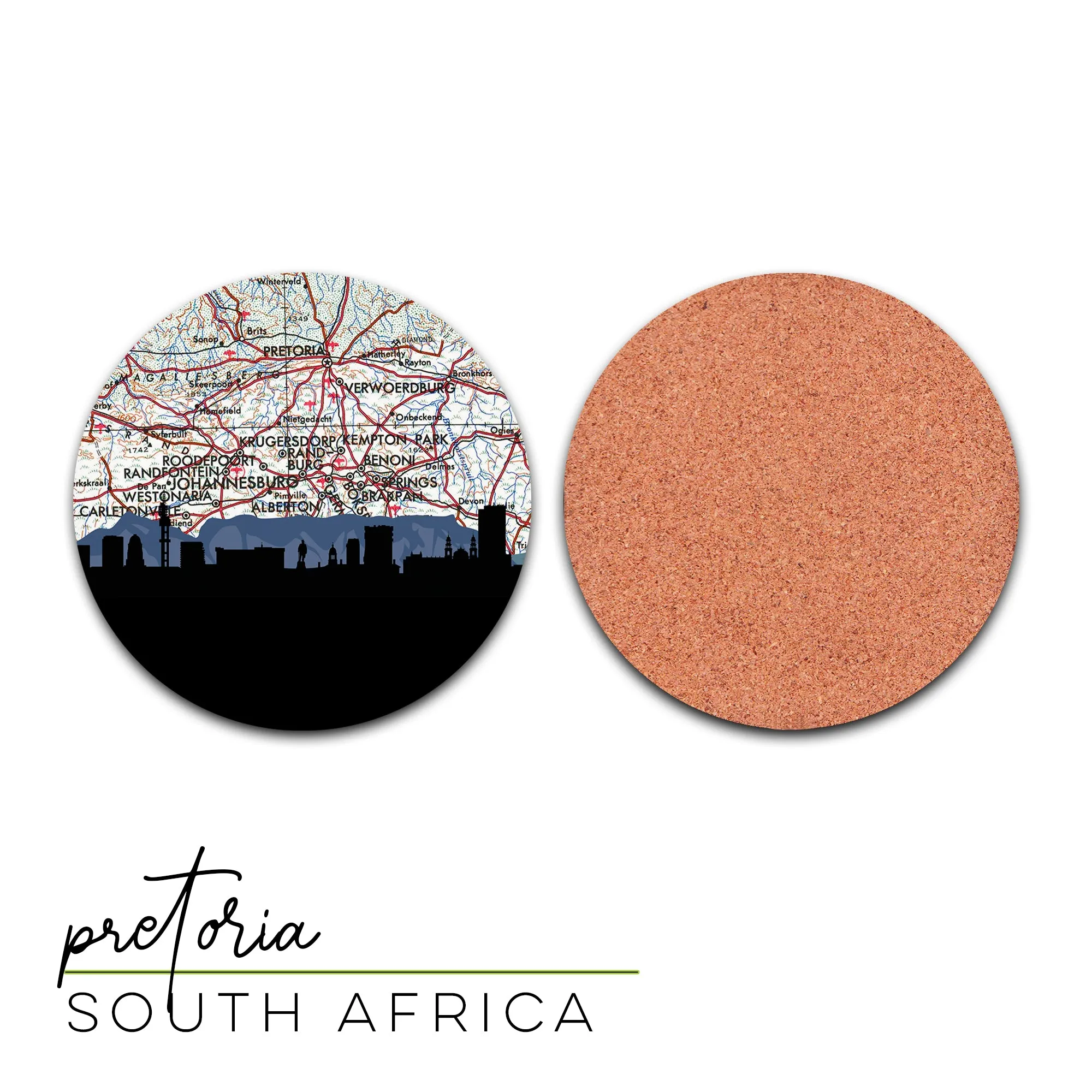 South Africa coaster set, South Africa coasters, South Africa city coaster, South Africa gifts, South Africa souvenir, South Africa barware