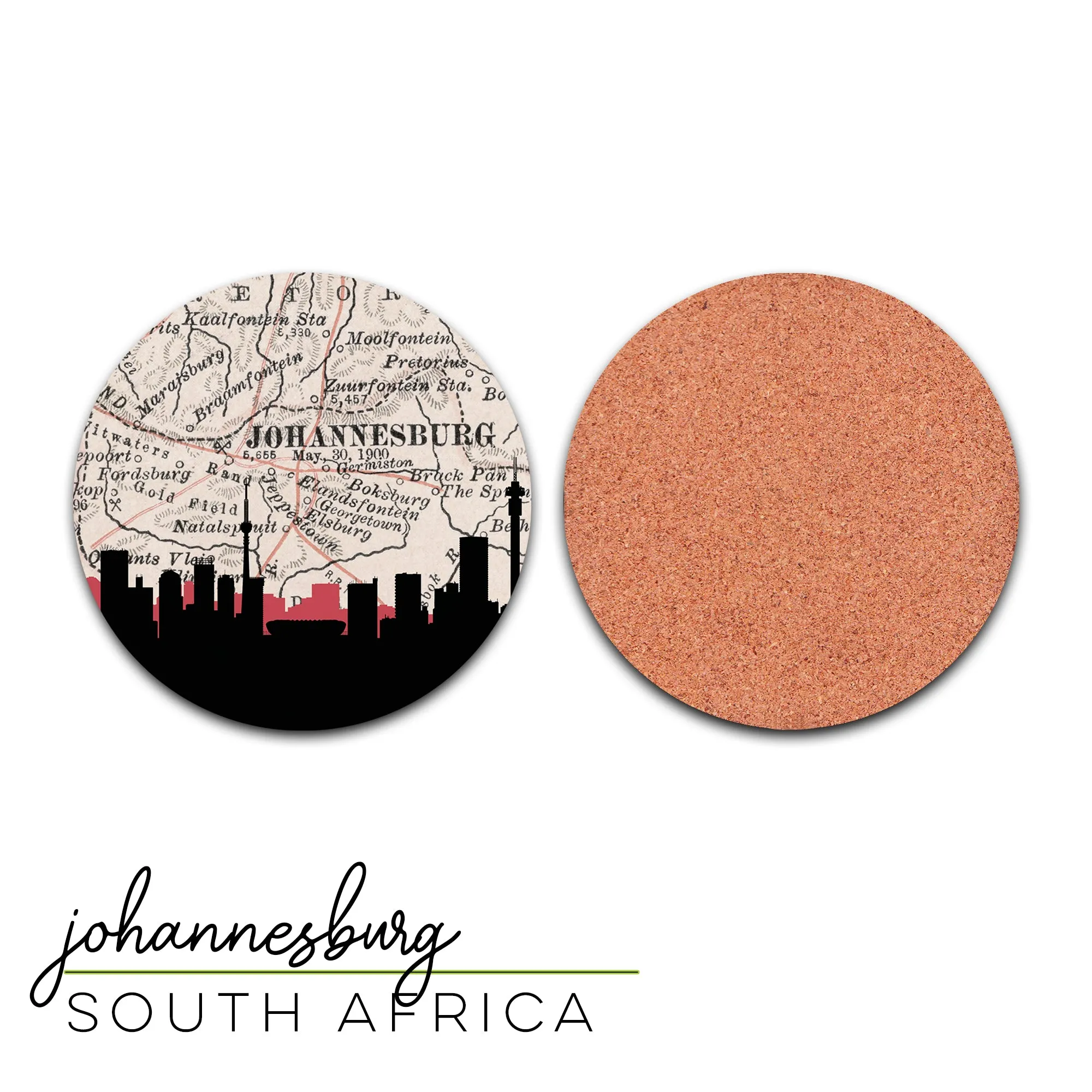 South Africa coaster set, South Africa coasters, South Africa city coaster, South Africa gifts, South Africa souvenir, South Africa barware