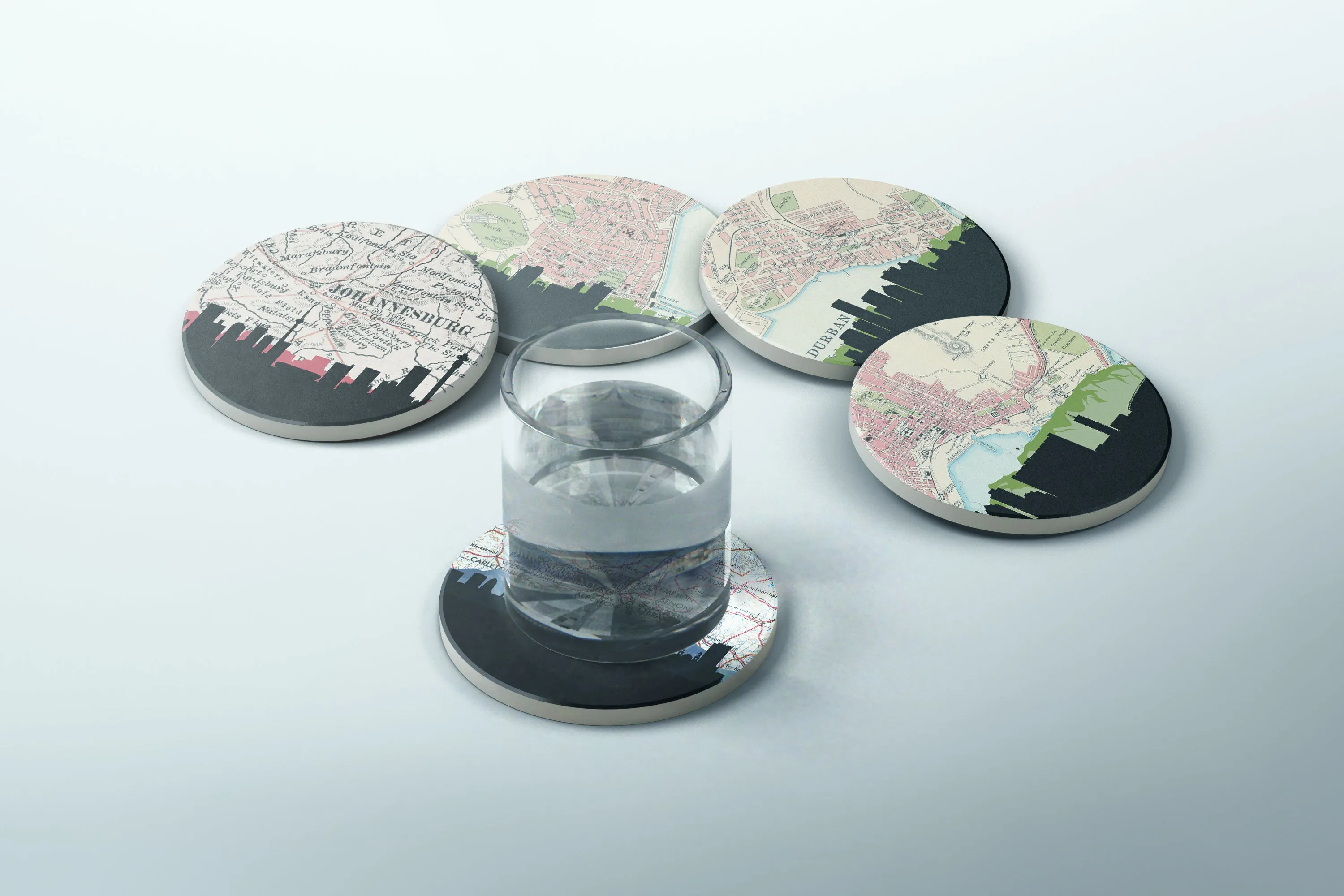 South Africa coaster set, South Africa coasters, South Africa city coaster, South Africa gifts, South Africa souvenir, South Africa barware