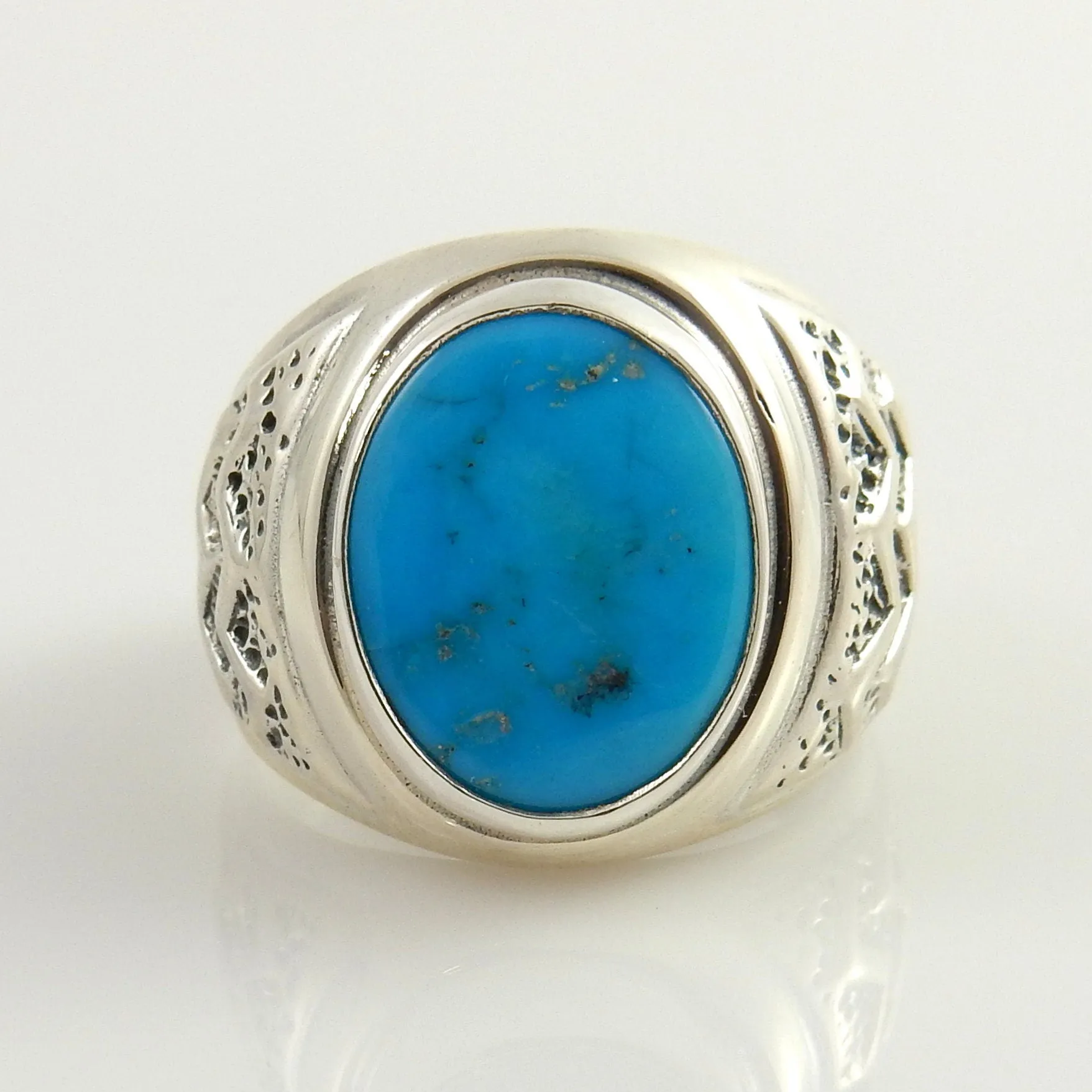 Southwestern Sterling Blue Turquoise Ring Size 9