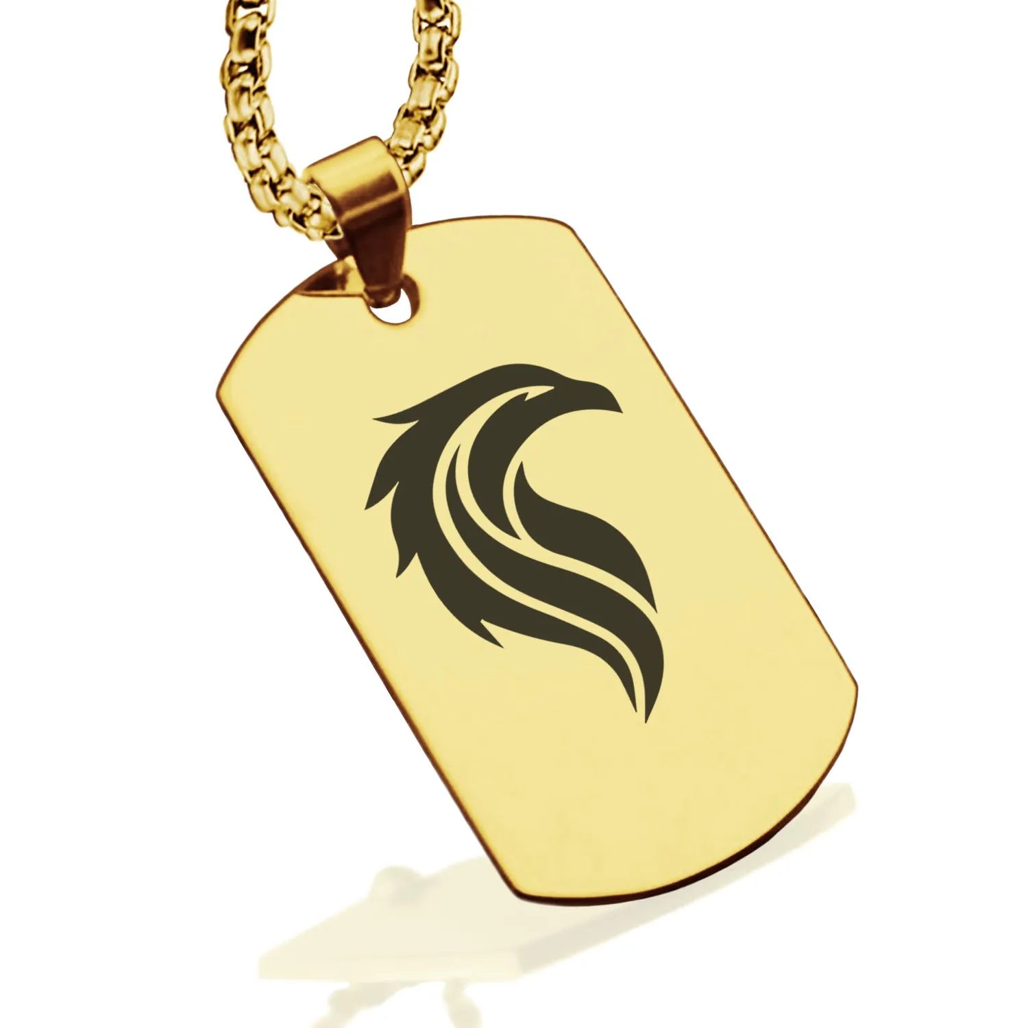 Stainless Steel Mythical Phoenix Head Dog Tag Pendant