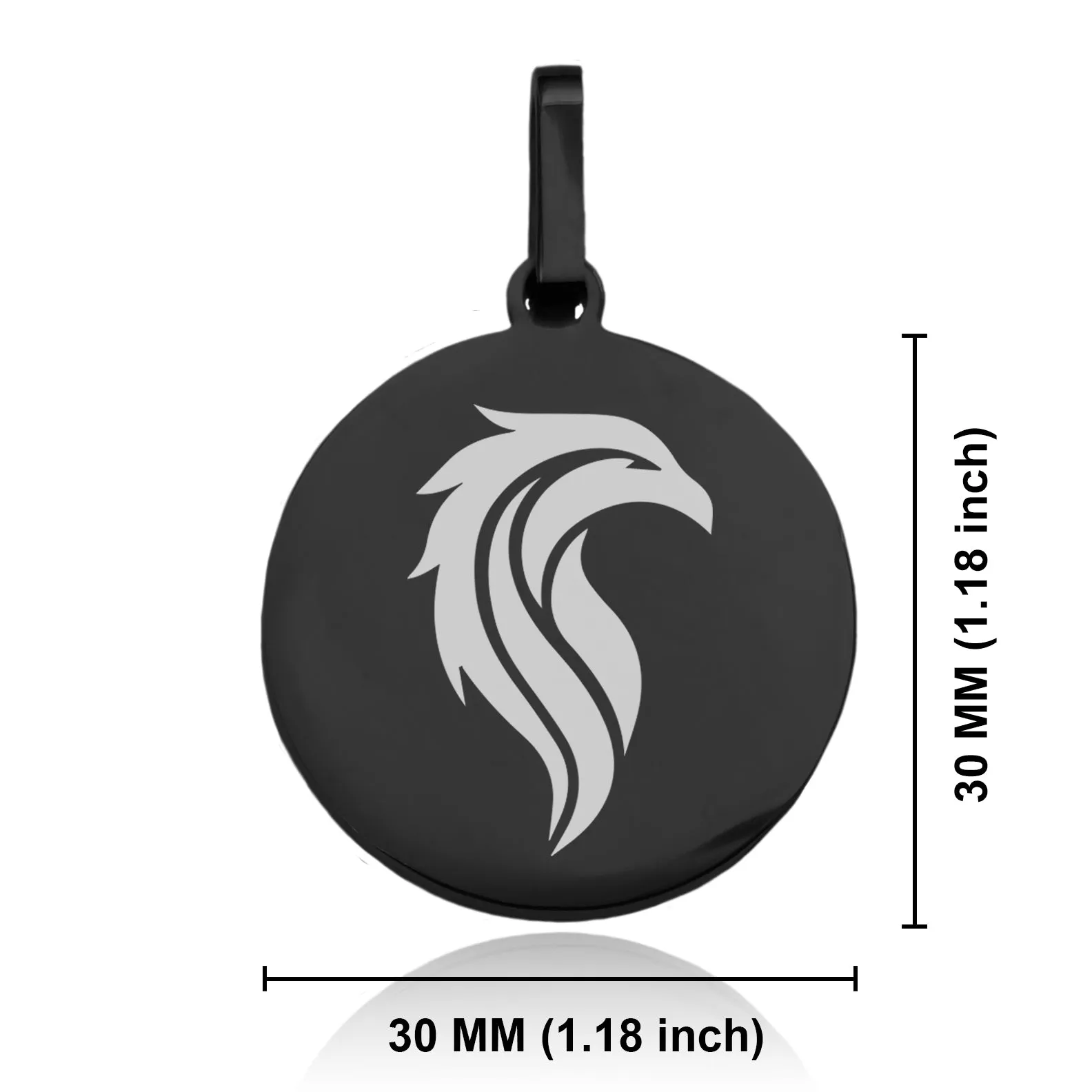Stainless Steel Mythical Phoenix Head Round Medallion Pendant
