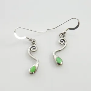 Sterling Silver Green Turquoise Inlay Dangle Earrings