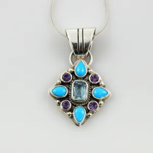 Sterling Silver Turquoise Amethyst Topaz pendant