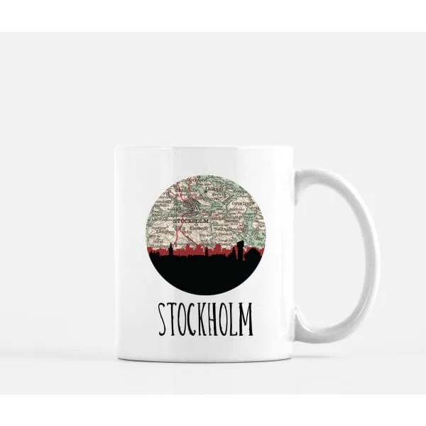Stockholm city skyline with vintage Stockholm map