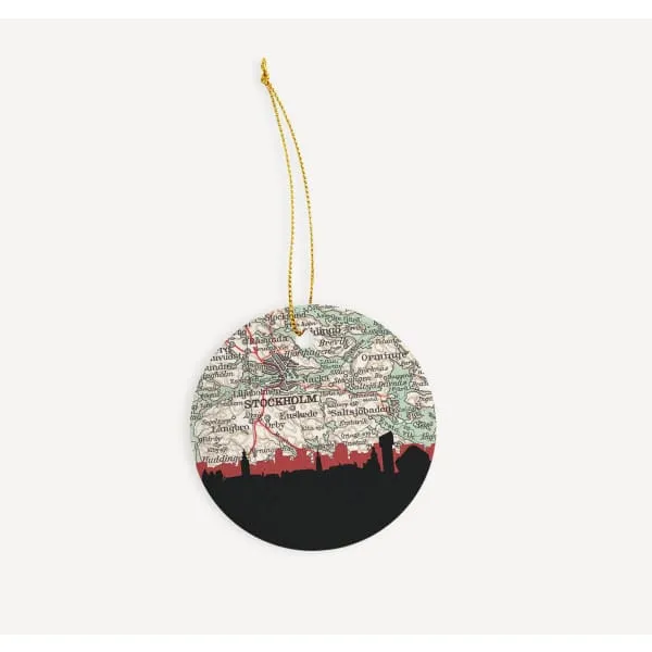 Stockholm city skyline with vintage Stockholm map