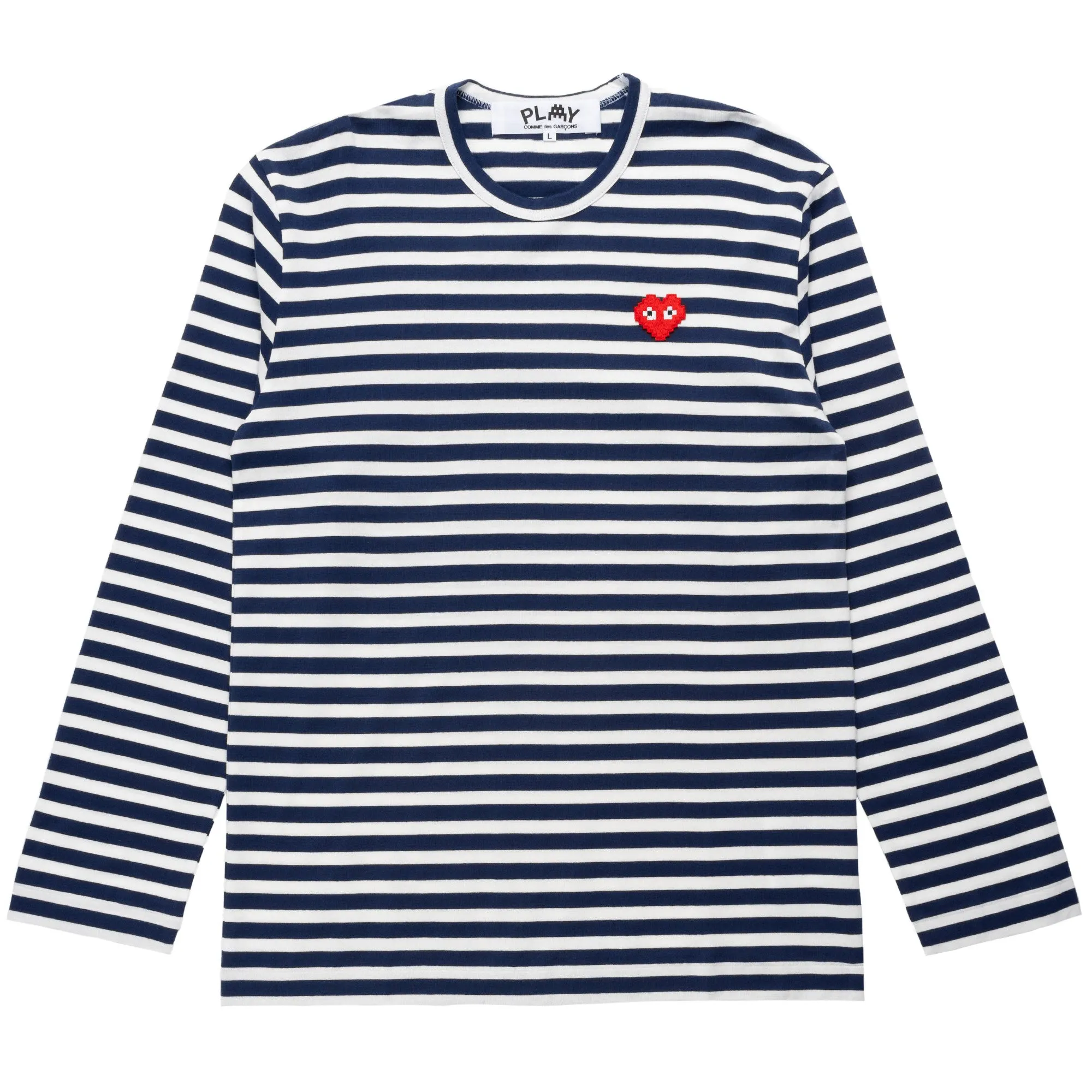 Stripe Pixel Heart LS Tee AZ-T324-051-1 Navy