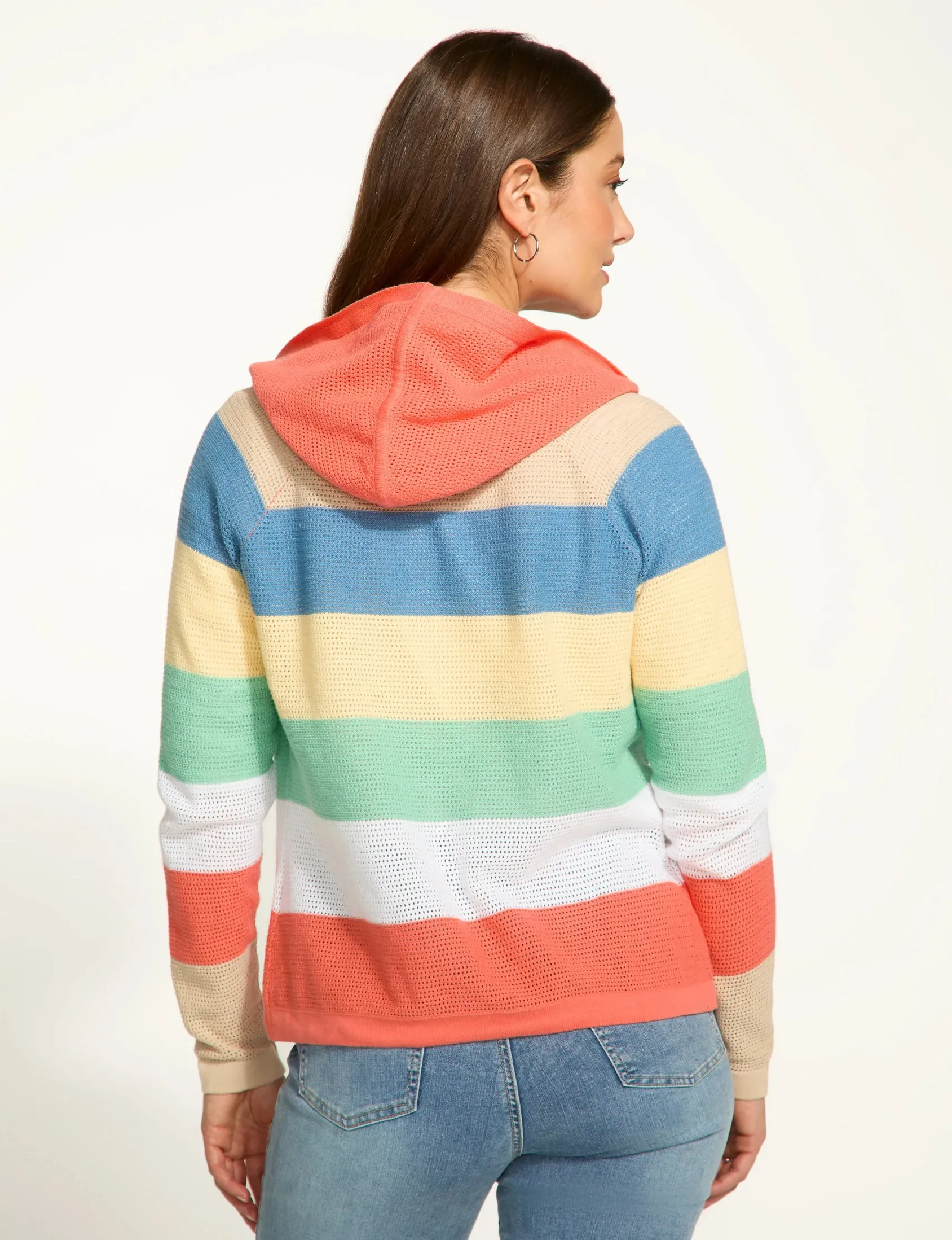 Striped Hooded Cardigan