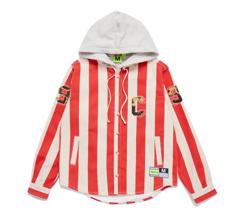 STRIPED HOODIE OVER SHIRT