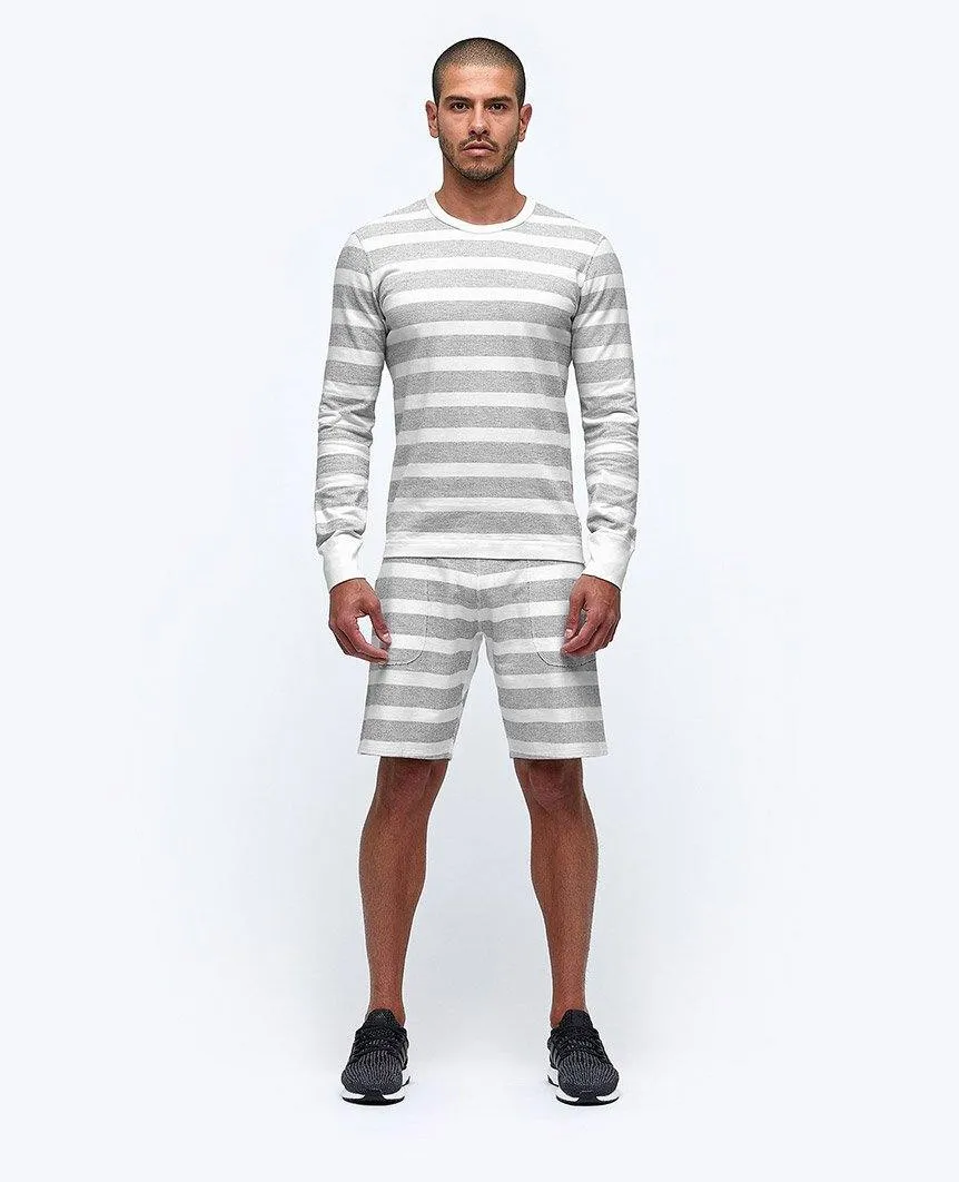 Striped Terry Reversible Crewneck White
