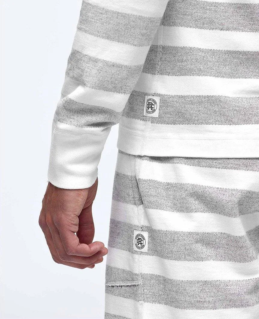 Striped Terry Reversible Crewneck White