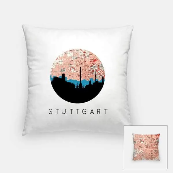Stuttgart city skyline with vintage Stuttgart map