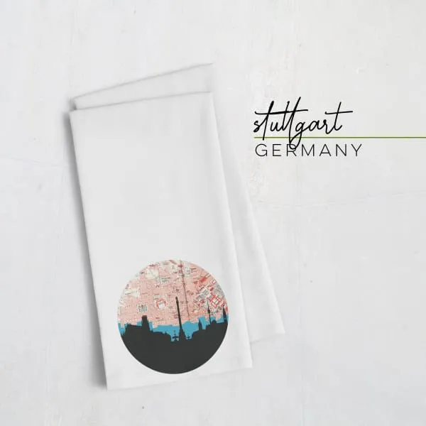 Stuttgart city skyline with vintage Stuttgart map