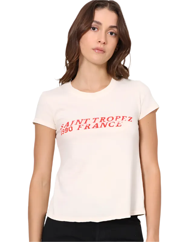 Sunny Somewhere - Femme Crew Tee Shirt - Saint Tropez 1990