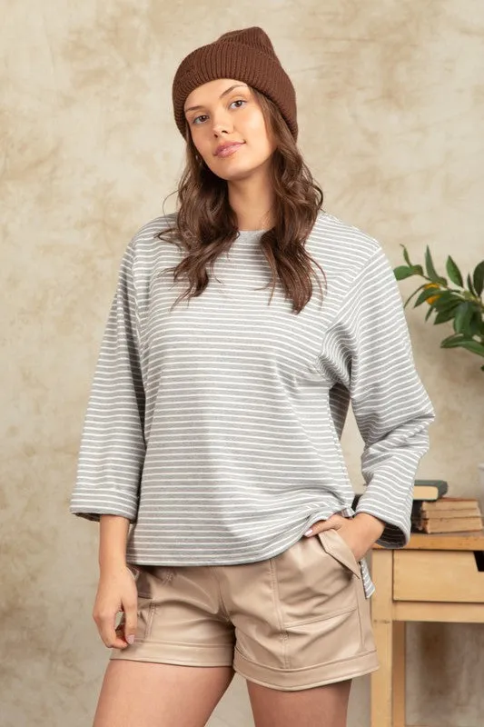 Super Soft Striped Top - H Grey
